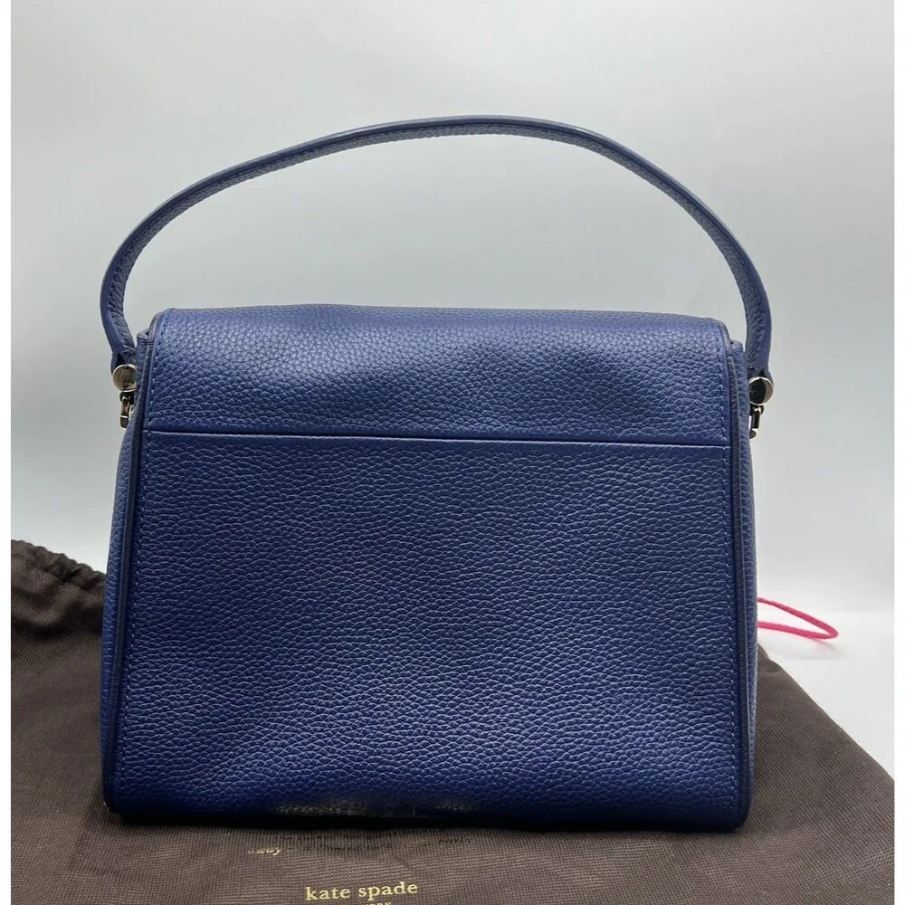 Kate Spade Miri Chester Street Handle Crossbody Bag Pebbled Leather Blue Flap